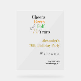 Señal Acrílica Bienvenida Fiesta de cervezas de los 70 cumpleaños