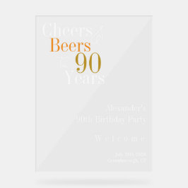 Señal Acrílica Bienvenida Fiesta de Salud y Cervezas de Cumpleaño