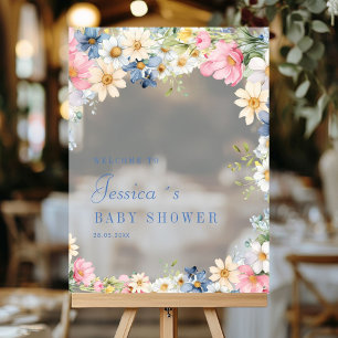 Señal Acrílica ¡Bienvenida! Flor silvestre, Baby Shower