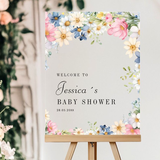 Señal Acrílica ¡Bienvenida! Flor silvestre, Baby Shower (Subido por el creador)