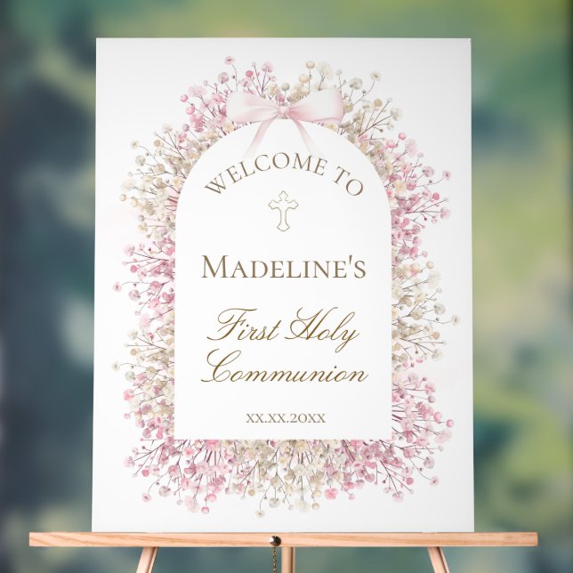 Señal Acrílica bienvenida floral primera comunión (Neutral )