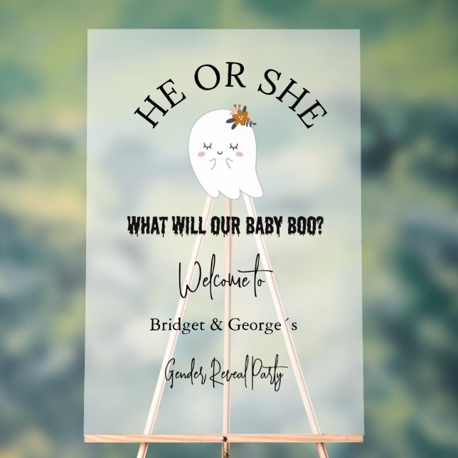 Señal Acrílica bienvenida Halloween y revelación de género fiesta (Neutral )