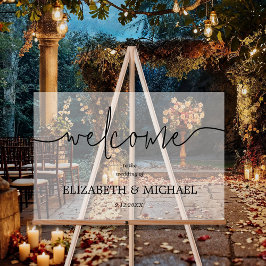 Señal Acrílica Bienvenida moderna de Boda mínimo