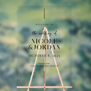 Señal Acrílica Bienvenida moderna y sencilla Boda de Moda