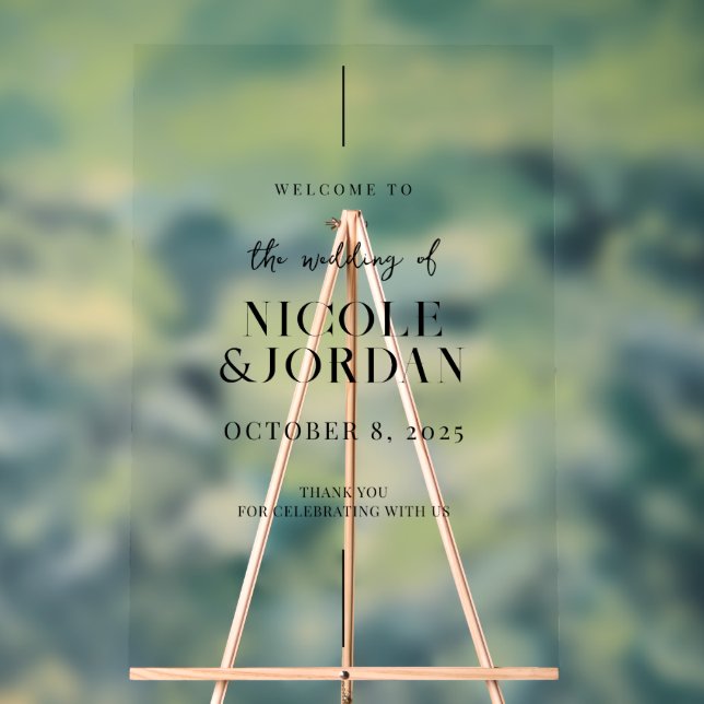 Señal Acrílica Bienvenida moderna y sencilla Boda de Moda (Neutral )