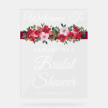 Bienvenida Otoño Floral Borgoña para Bridal Shower