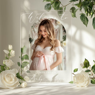 Señal Acrílica Bienvenida para Foto de Baby Shower con Arco Minim