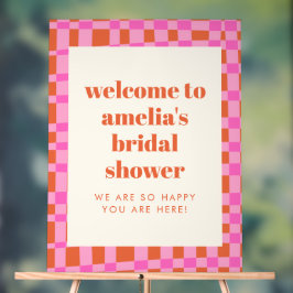 Señal Acrílica Bienvenida personalizada a la ducha de novia rosa 