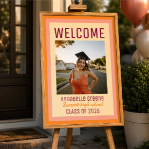 Señal Acrílica Bienvenida personalizada de graduación con foto en