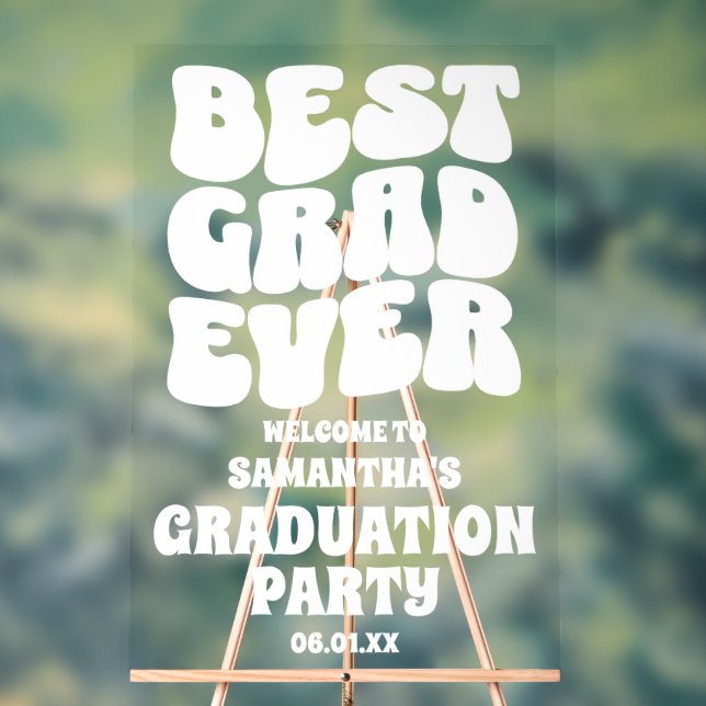 Señal Acrílica Bienvenida personalizada de graduación de mejor gr (Neutral )