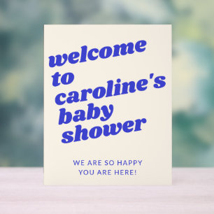 Señal Acrílica Bienvenida personalizada moderna azul retro para b