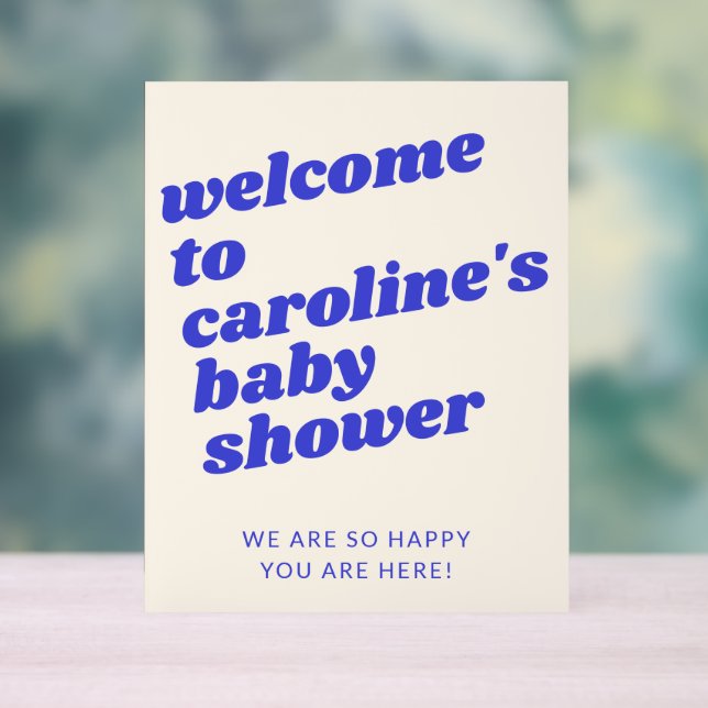 Señal Acrílica Bienvenida personalizada moderna azul retro para b (Neutral )