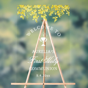 Señal Acrílica Bienvenida Primera Comunión Mimosa
