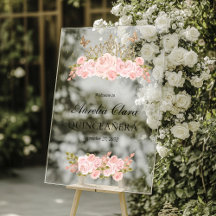 Bienvenida Quinceañera Tiara Floral Rosa Dorado