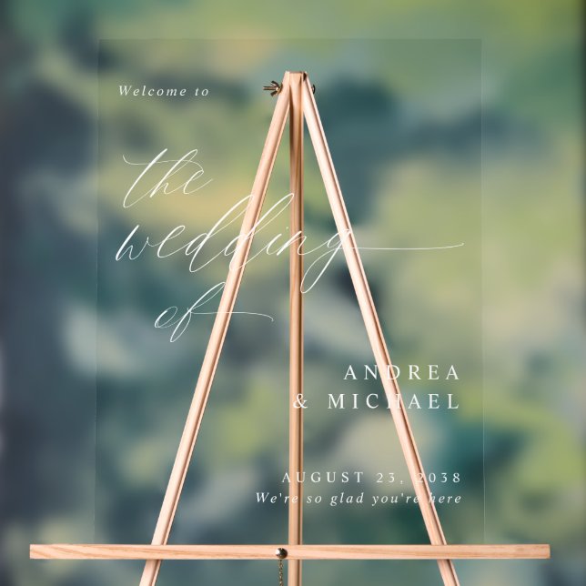 Señal Acrílica Bienvenida Romántica Moderna Boda suave (Neutral )