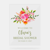 Bienvenida Rosa Naranja Floral Moderno para Fiesta