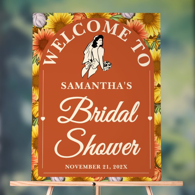 Señal Acrílica Bienvenida rústica al baby shower de girasoles de  (Neutral )