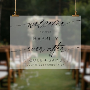 Señal Acrílica Bienvenida Simple A Nuestra Feliz Historia Después