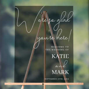 Señal Acrílica Bienvenida Simple A Nuestro Boda De Negro Escarcha