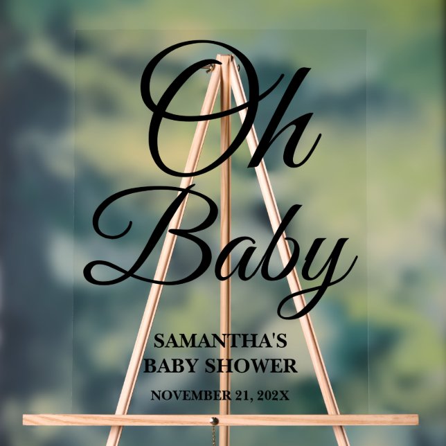 Señal Acrílica Bienvenido a Baby Shower con guión negro (Neutral )