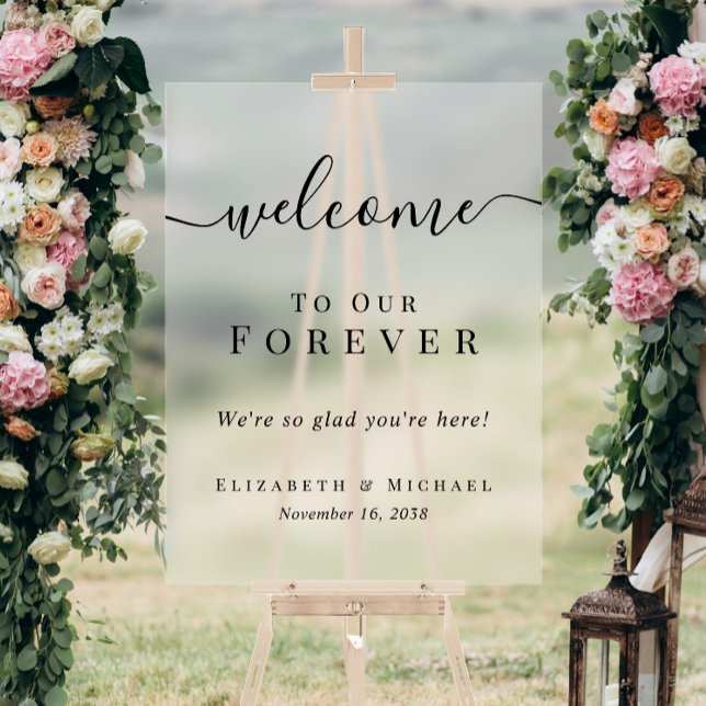 Señal Acrílica Bienvenido a Forever Wedding Frosted (Welcome To Forever Wedding Frosted Acrylic Sign)
