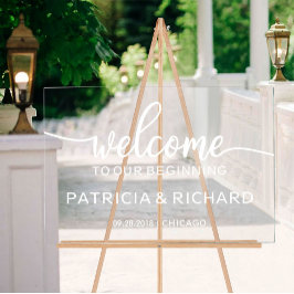 Señal Acrílica Bienvenido a nuestro letrero de bienvenida de boda