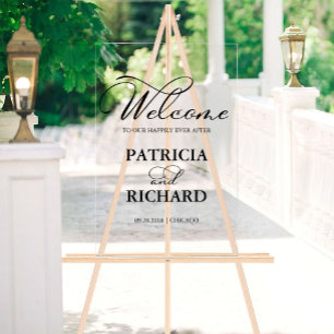 Señal Acrílica Bienvenido a nuestro letrero de bienvenida de boda