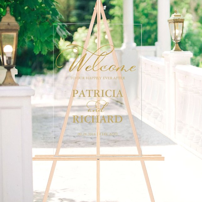 Señal Acrílica Bienvenido a nuestro letrero de boda Beginning Gol (Subido por el creador)