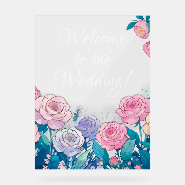 Señal Acrílica Bienvenido al signo acrílico boda (Anverso)