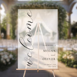 Señal Acrílica Bienvenido Boda de escritura de caligrafía minimal<br><div class="desc">Cartel de bienvenida boda con tipografía caligráfica elegante.</div>