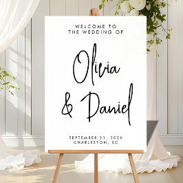 Señal Acrílica Bienvenido Boda manuscrito