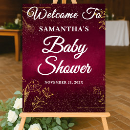 Señal Acrílica Bienvenidos a Baby Shower a Burgundy Gold Fall
