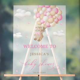 Señal Acrílica Bienvenidos a Baby Shower a Teddy Bear con globos