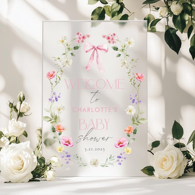 Señal Acrílica Bienvenidos a Baby Shower Bebé en Bloom Wildflower (Subido por el creador)