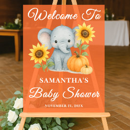 Señal Acrílica Bienvenidos a Baby Shower: Bebé Ruso Elefante Cae