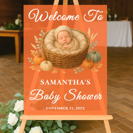 Señal Acrílica Bienvenidos a Baby Shower: Bebé Rústico en la Caíd