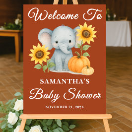 Señal Acrílica Bienvenidos a Baby Shower: Boho Baby Elephant Fall