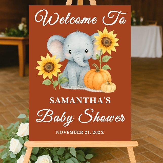 Señal Acrílica Bienvenidos a Baby Shower: Boho Baby Elephant Fall (Subido por el creador)