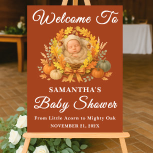 Señal Acrílica Bienvenidos a Baby Shower Boho Little Acorn