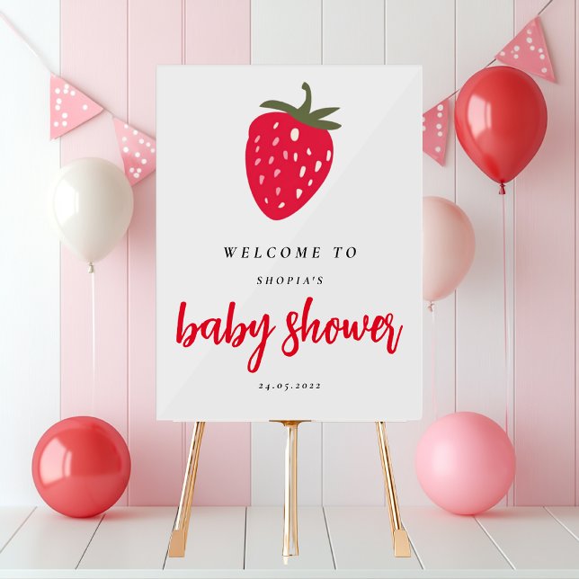 Señal Acrílica Bienvenidos a Baby Shower con fresa (Subido por el creador)