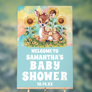 Señal Acrílica Bienvenidos a Baby Shower de Cute Sunflower Reinde