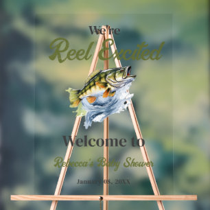 Señal Acrílica Bienvenidos a Baby Shower de Reel Fish Fisher