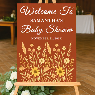 Señal Acrílica Bienvenidos a Baby Shower del Boho Autumn Wildflow