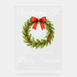 Señal Acrílica Bienvenidos a Baby Shower los Navidades de Holly B