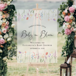 Señal Acrílica Bienvenidos a Baby Shower Wildflower Frosted
