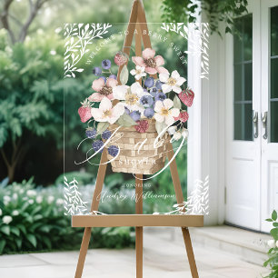 Señal Acrílica Bienvenidos a Berry Sweet Baby Shower Berries & Fl
