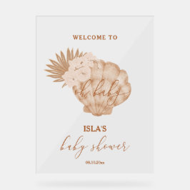 Señal Acrílica Bienvenidos a Boho Seashell Baby Shower