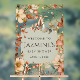 Señal Acrílica Bienvenidos a la Baby Shower de Cottagecore Wildfl