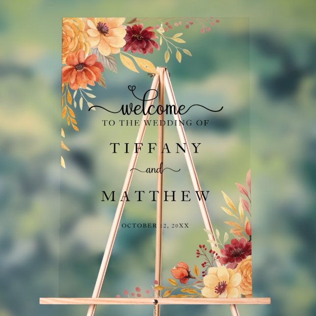 Señal Acrílica Bienvenidos a la boda otoño de Florals (Neutral )