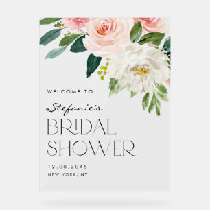 Señal Acrílica Bienvenidos a la ducha de novia en el jardín acuát